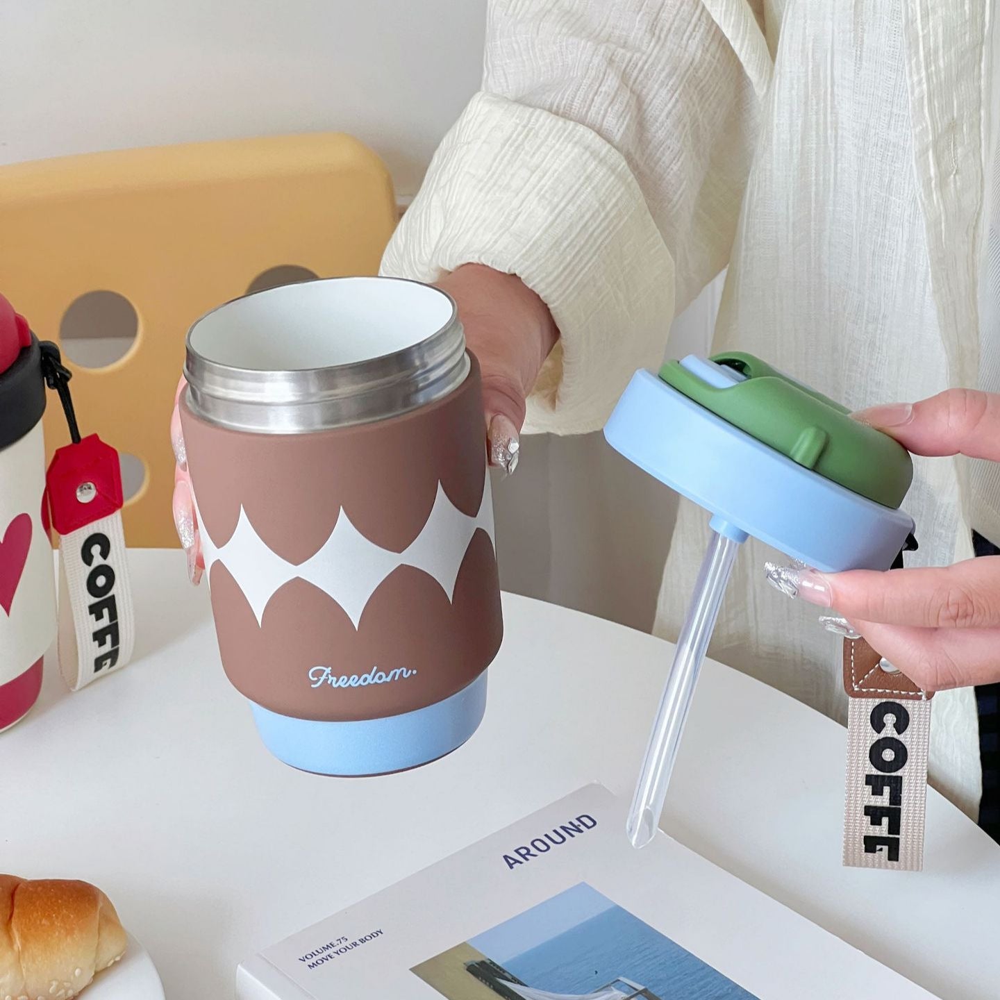 Damen Isolierte Kaffeetasse mit praktischem Verschlussmechanismus Brehn