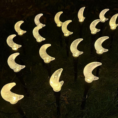 Crescent Moon Solar Gartensteckerlichter mit strukturiertem Acryl-Diffusor und warmweißem LED Brehn