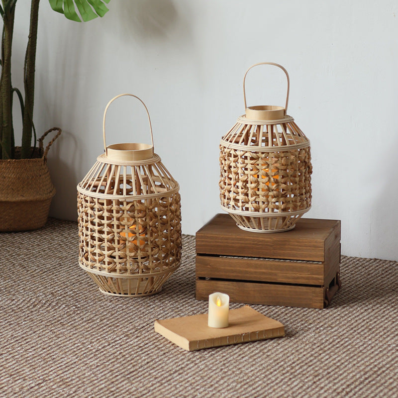 Handgefertigte Rattan-Laterne Brehn