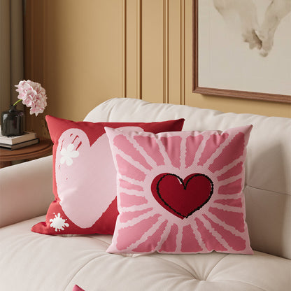Decorative Square Throw Pillow Cover with Oversized Floral Graphic and Textured Woven Finish