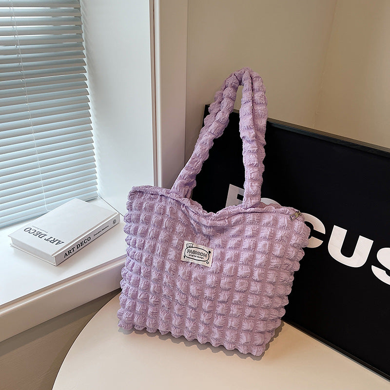 Strukturierter Stoff Schultertasche