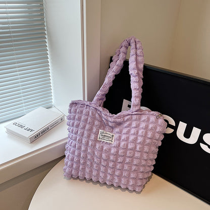 Strukturierter Stoff Schultertasche