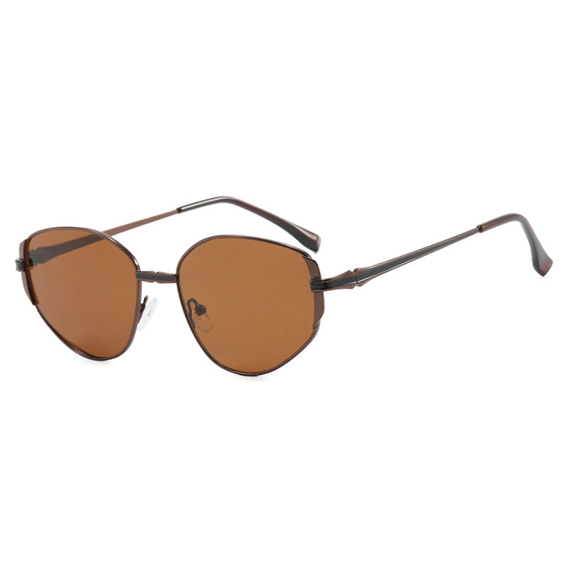 Damen moderne geometrische Sonnenbrille mit stilvollem Metallrahmen Brehn