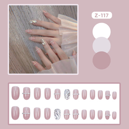 Glamouröse Strass-geprägte Press-On Nagelset Brehn