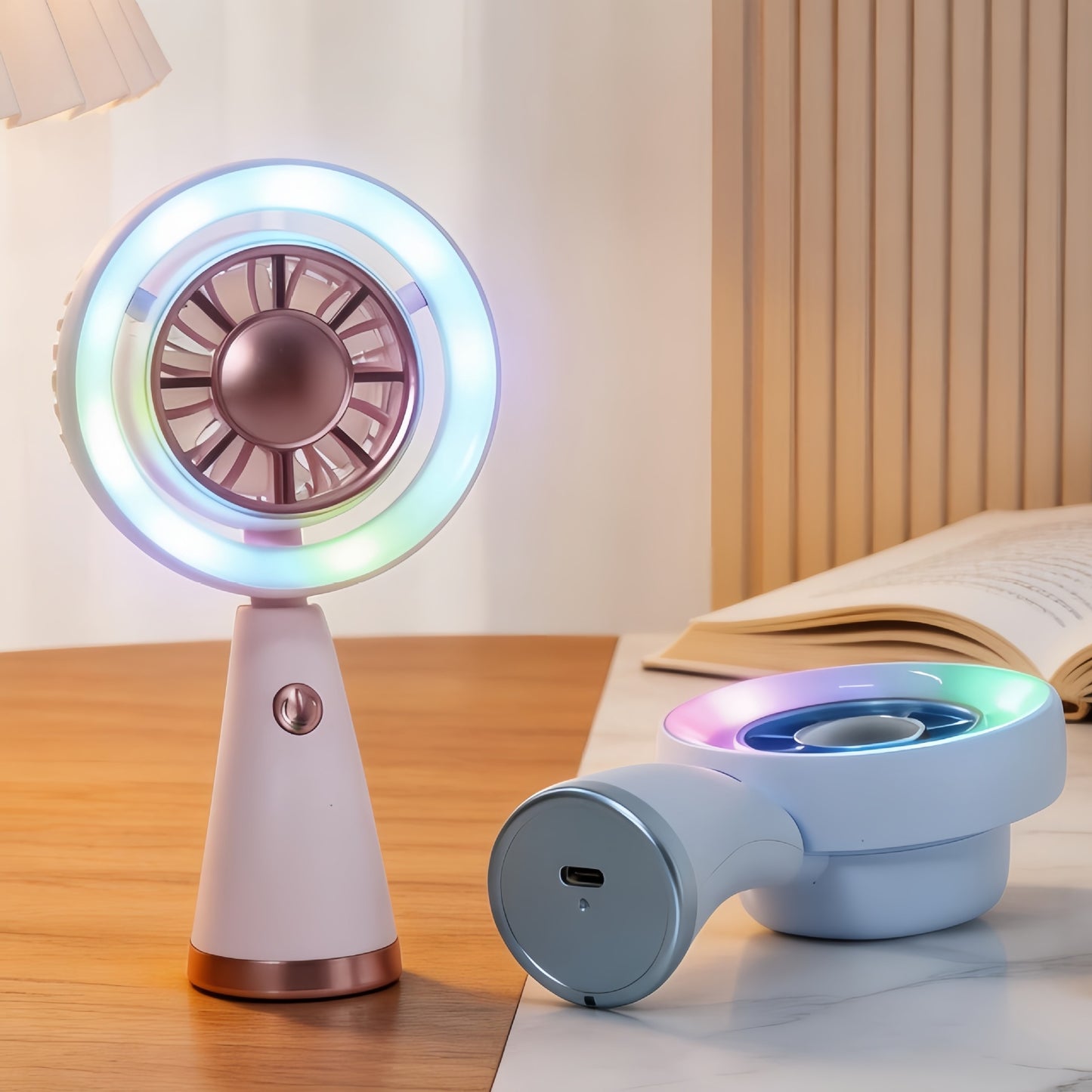 Damen Tragbarer RGB Handventilator mit USB-Ladefunktion Brehn