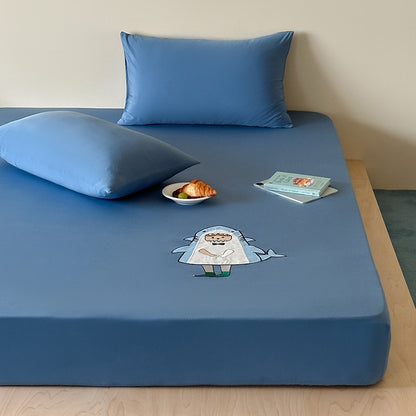 Spannbettlaken mit niedlichem Katzen-Print und elastischem Rundumgummi