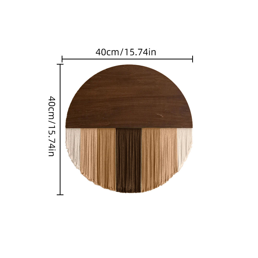 Wandbehang aus gefärbtem Garn und Holz