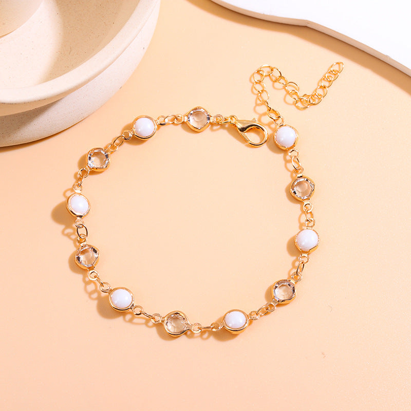 Elegante Perlen Charm Fußkettchen Brehn