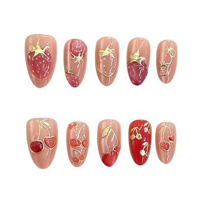 Künstlerisches Floral-Akzent Press-on-Nagelset Brehn