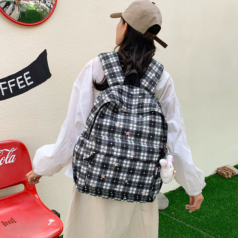 Stylischer Mehrfach-Taschen Karo Rucksack Brehn