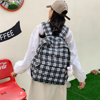 Stylischer Mehrfach-Taschen Karo Rucksack Brehn