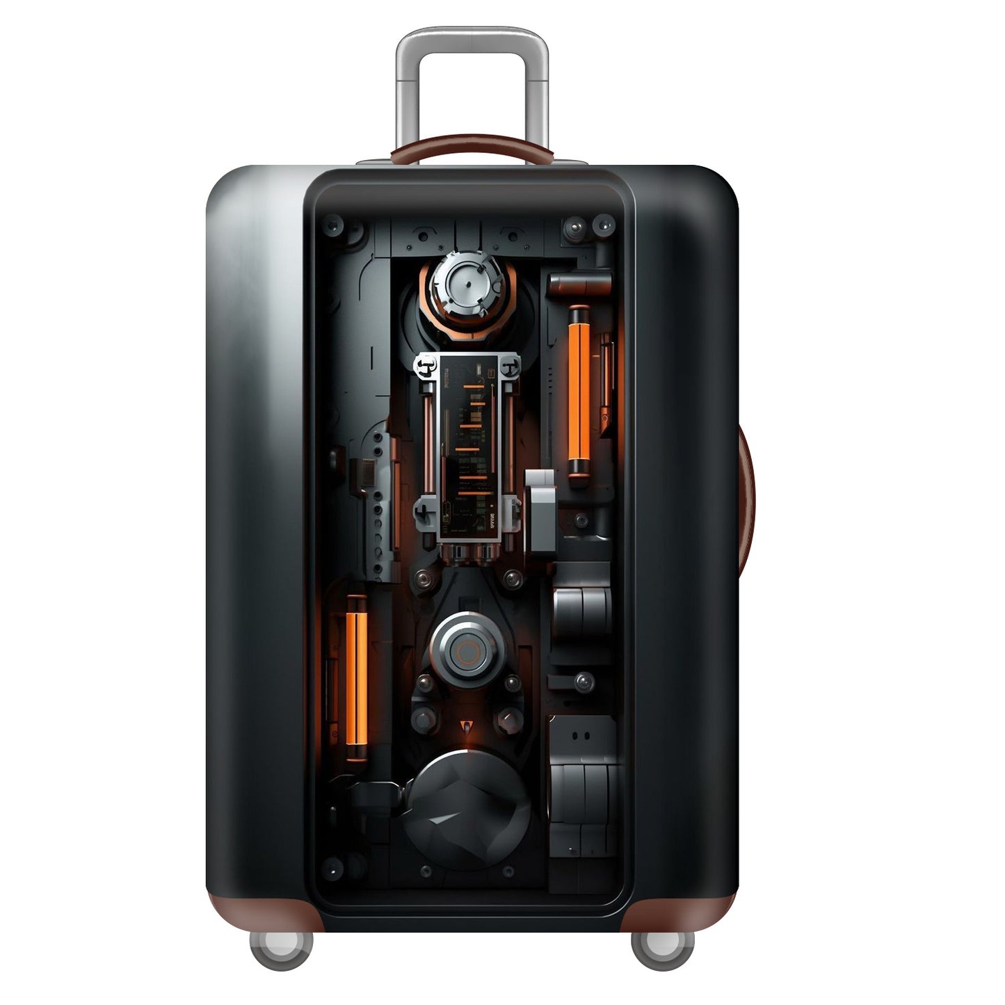 Unisex nan robuster Hartschalen-Trolley mit Polycarbonat-Außenschale und Autoemblem-Motiv Brehn