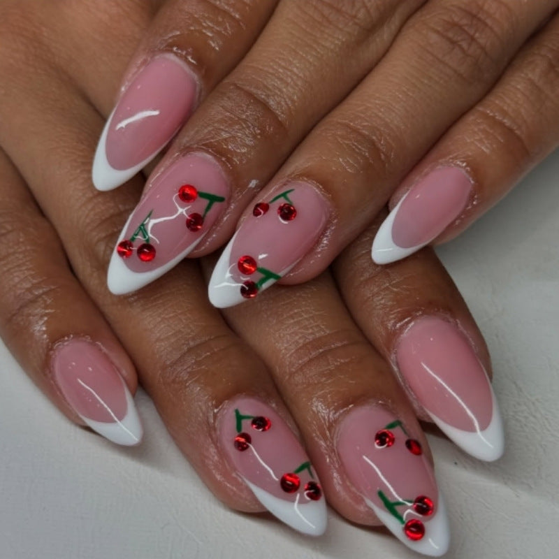 Elegante Kirschblüten Press-On Nagelkunst Brehn