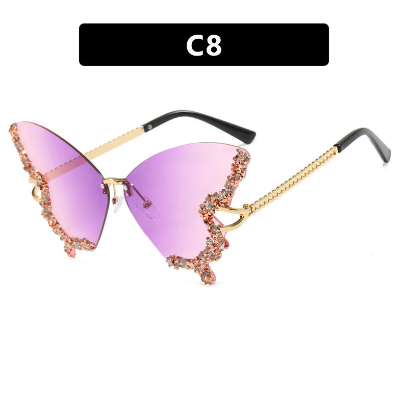 Damen große Cat-Eye Sonnenbrille mit funkelndem Strassbesatz und elegantem Rahmen Brehn