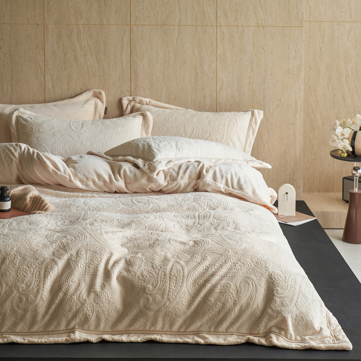 Gestepptes Paisley-Bettwäsche-Set aus Baumwollsatin mit Soft‑Touch‑Finish