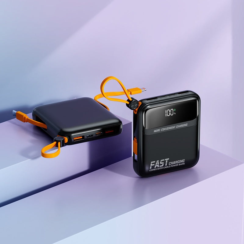 Tragbare Powerbank mit integriertem Ladekabel und digitaler Anzeige Brehn