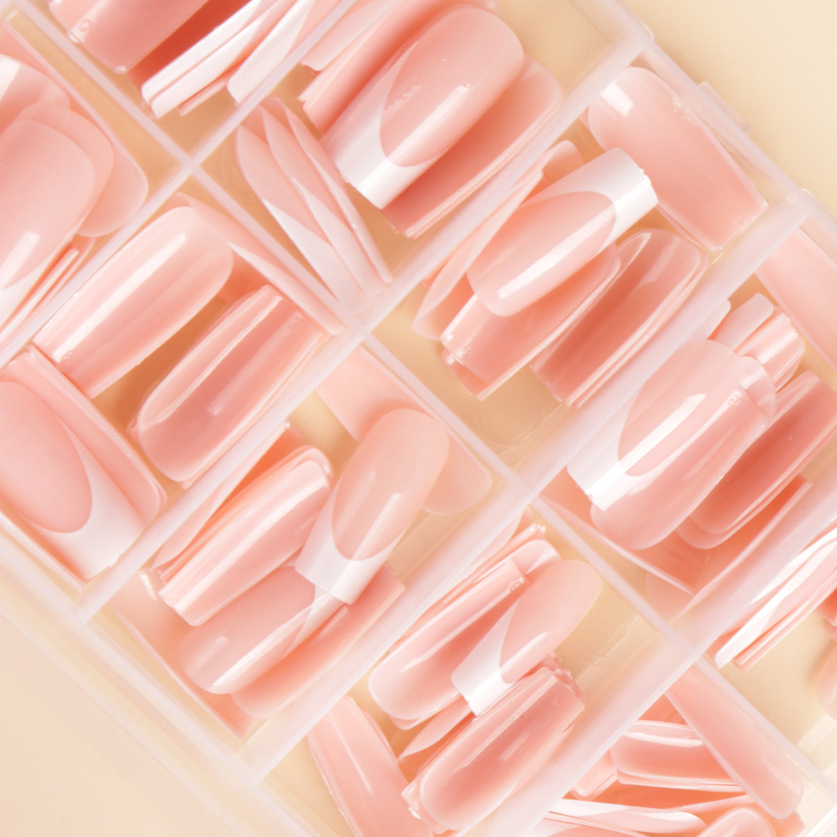 Premium Lange Länge Französische Spitze Press-On Nagel Set Brehn