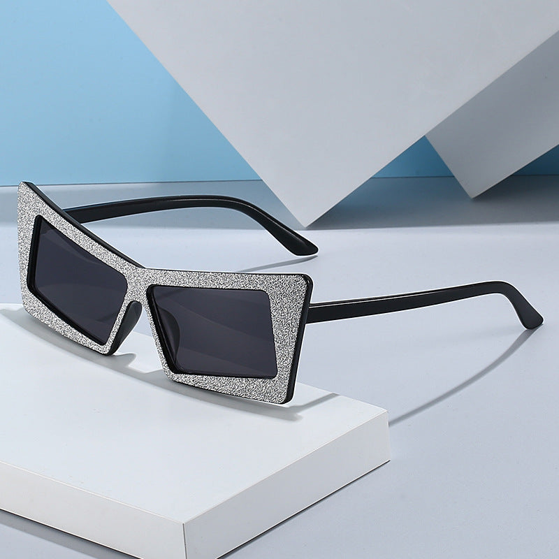 Damen geometrische Sonnenbrille mit glitzernden Elementen Brehn