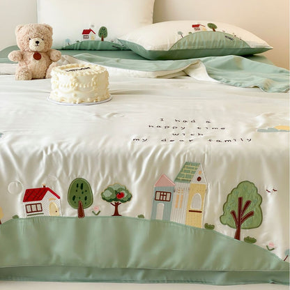 Kinderbettwäsche-Set mit niedlichem Eisbär-Motiv aus satinähnlichem Material