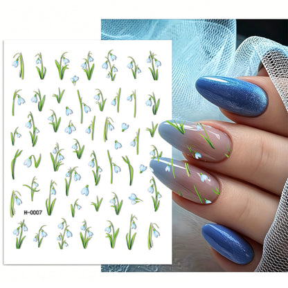 Florales Design Nagelkunst Aufkleber Set