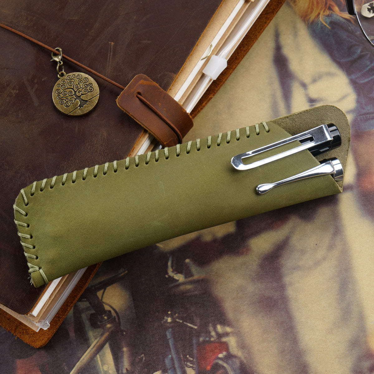 Leder Bleistift Rolltasche