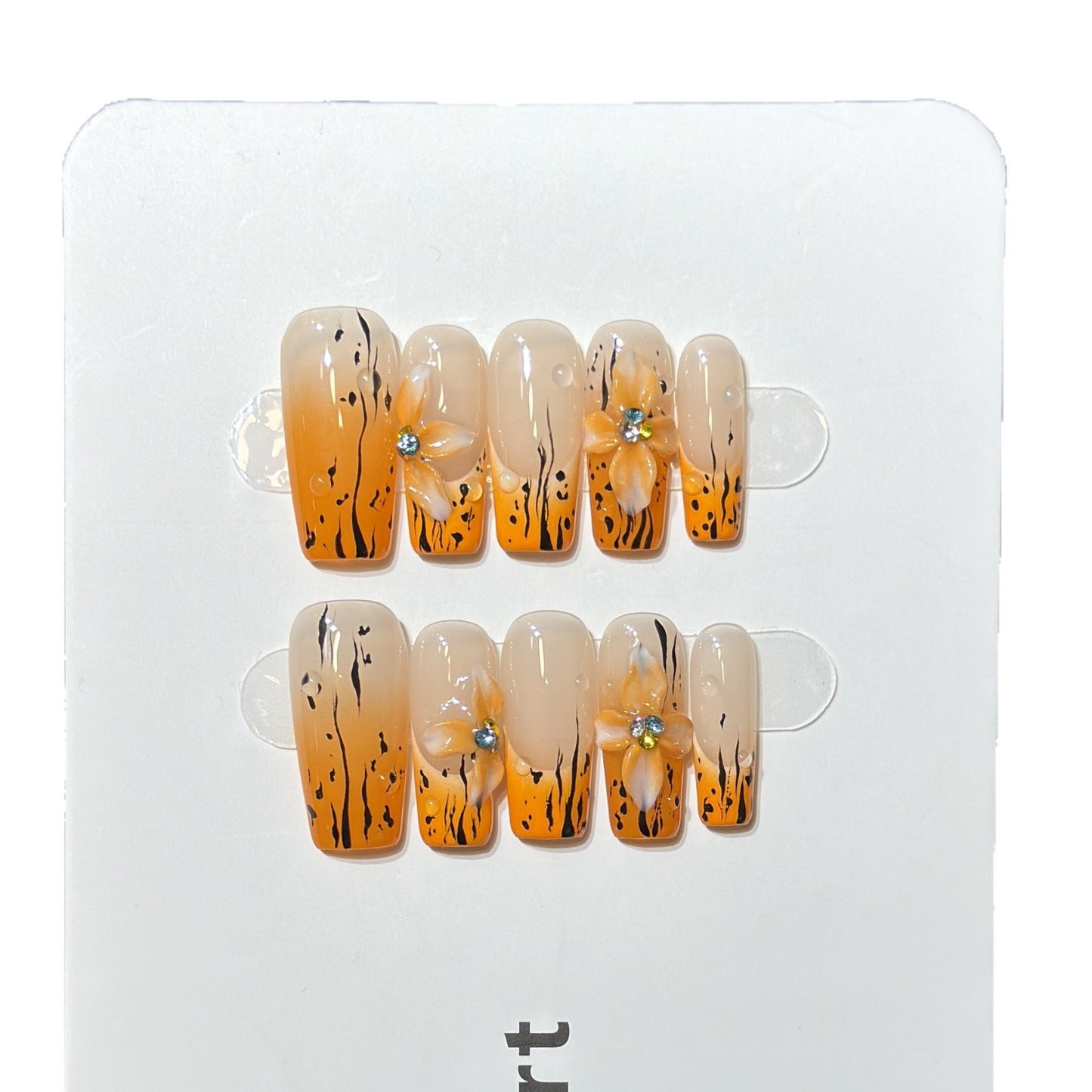 Blumiger Ombre Press-On Nagelset Brehn