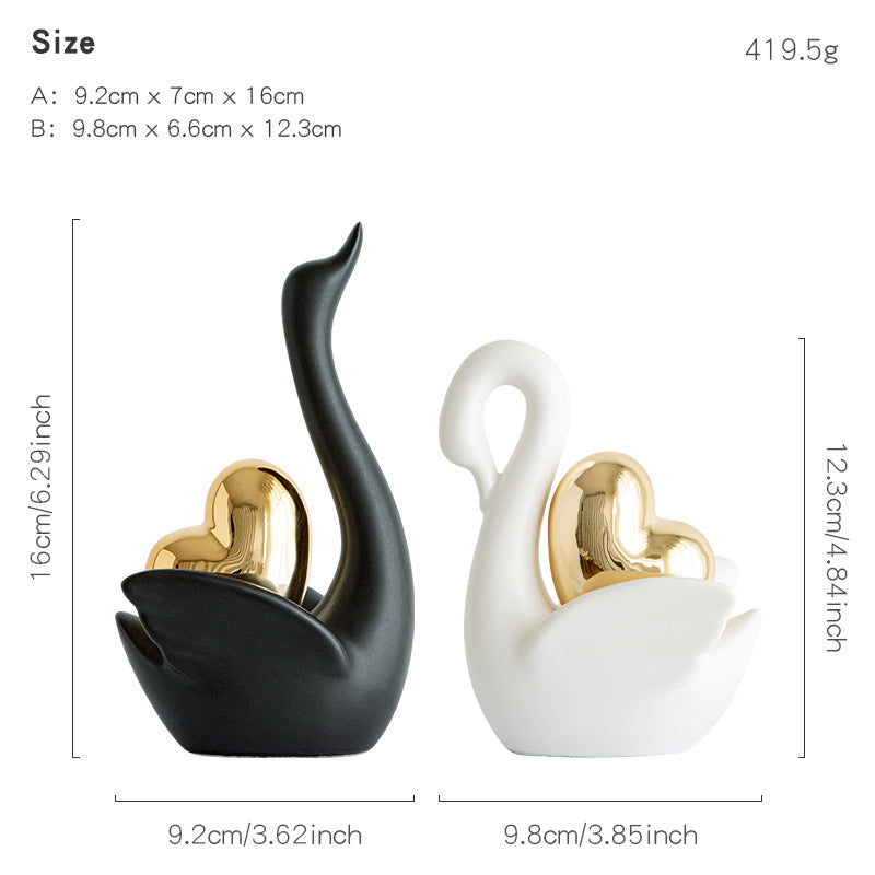 Elegante und romantische Schwäne Dekorationsfigur Brehn