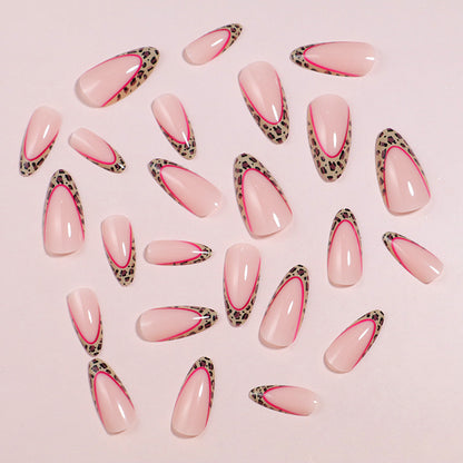 Künstlerisches Stiletto Press-On-Nagelset mit Leopardenprint-Akzenten Brehn