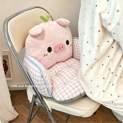 Gepolstertes Plüsch-Bodensitzkissen mit hoher Rückenlehne und Armlehnen im Schweine‑Design
