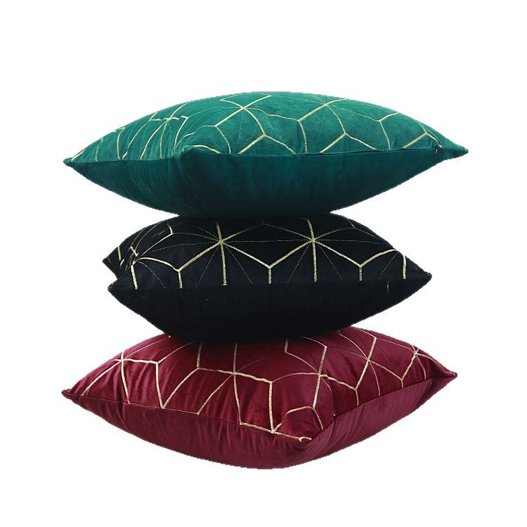 Besticktes Samt Geometrisches Quadrat Wurfkissenbezug mit Metallstich