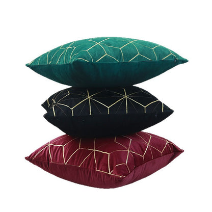 Besticktes Samt Geometrisches Quadrat Wurfkissenbezug mit Metallstich