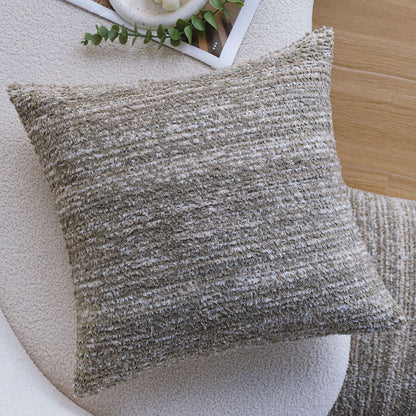 Quadratischer Kissenbezug aus weicher Chenille-Bouclé mit gerippter Textur Brehn