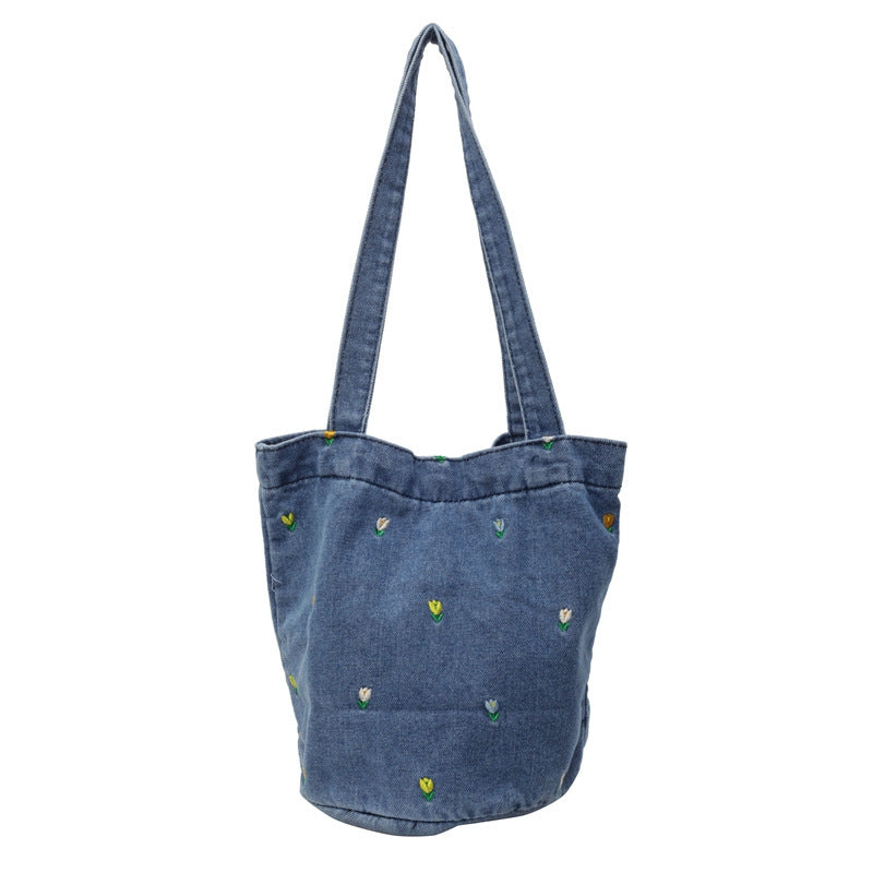 Bestickte Denim-Tote-Tasche