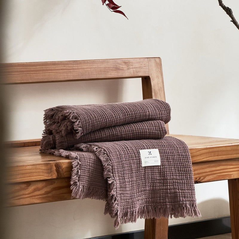 Damen hochwertige und luxuriöse Waffelstruktur Plaid Decke Brehn