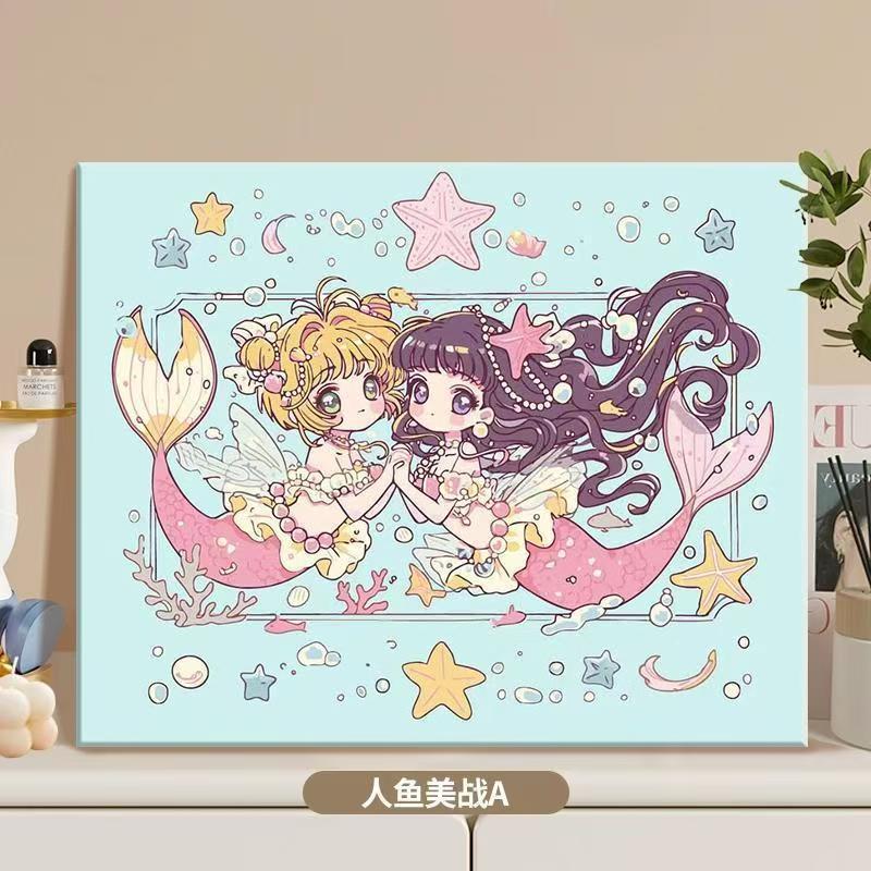 Anime-inspirierte Meerjungfrau Illustrationsleinwandkunst Brehn