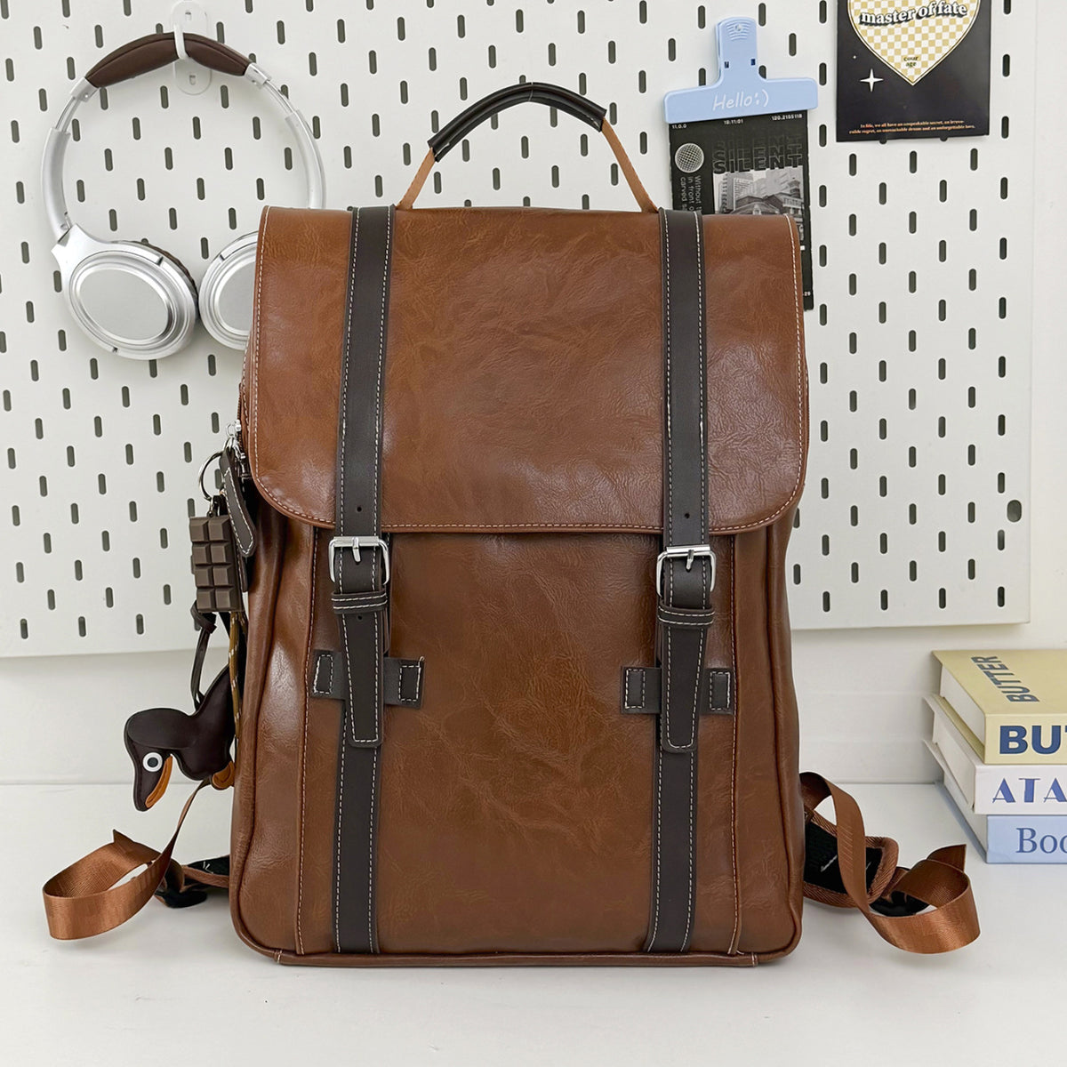 Stylischer Leder Laptop Rucksack