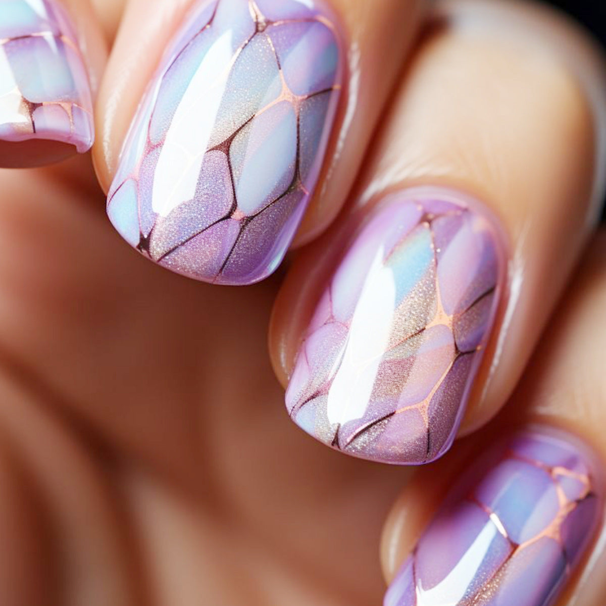 Iridescent Geometric Nail Art Extensions Brehn