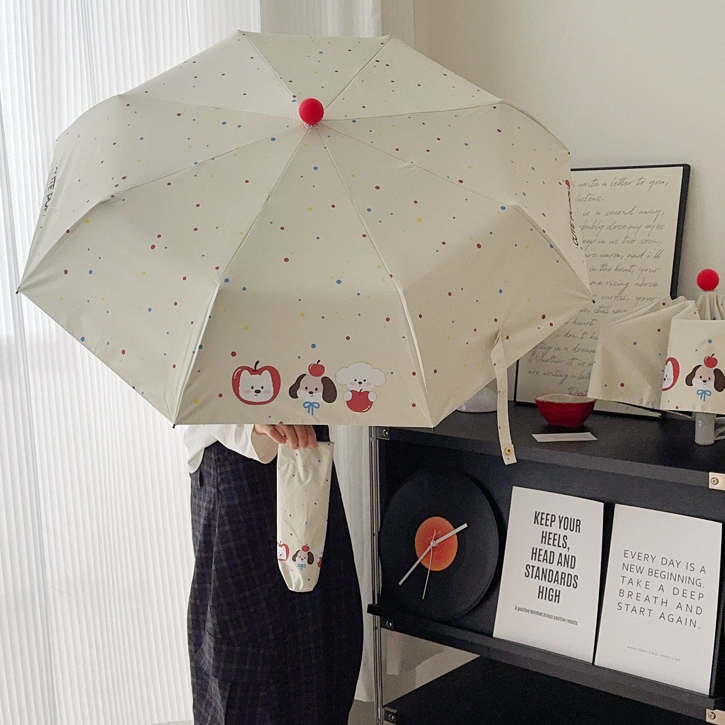 Damen Faltbarer Regenschirm mit verspieltem Motiv Brehn
