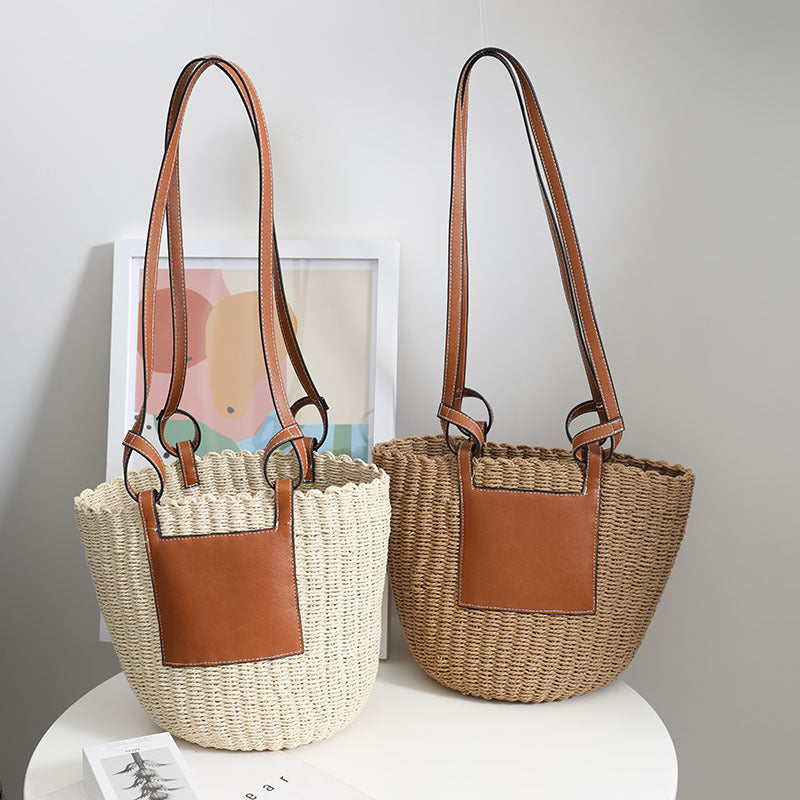 Korbtasche mit Elegantem Lederdetail Brehn