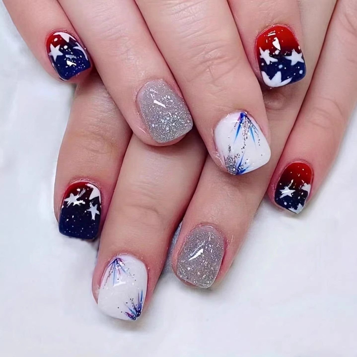 Patriotische Gel-Nagelkunstverlängerungen Brehn