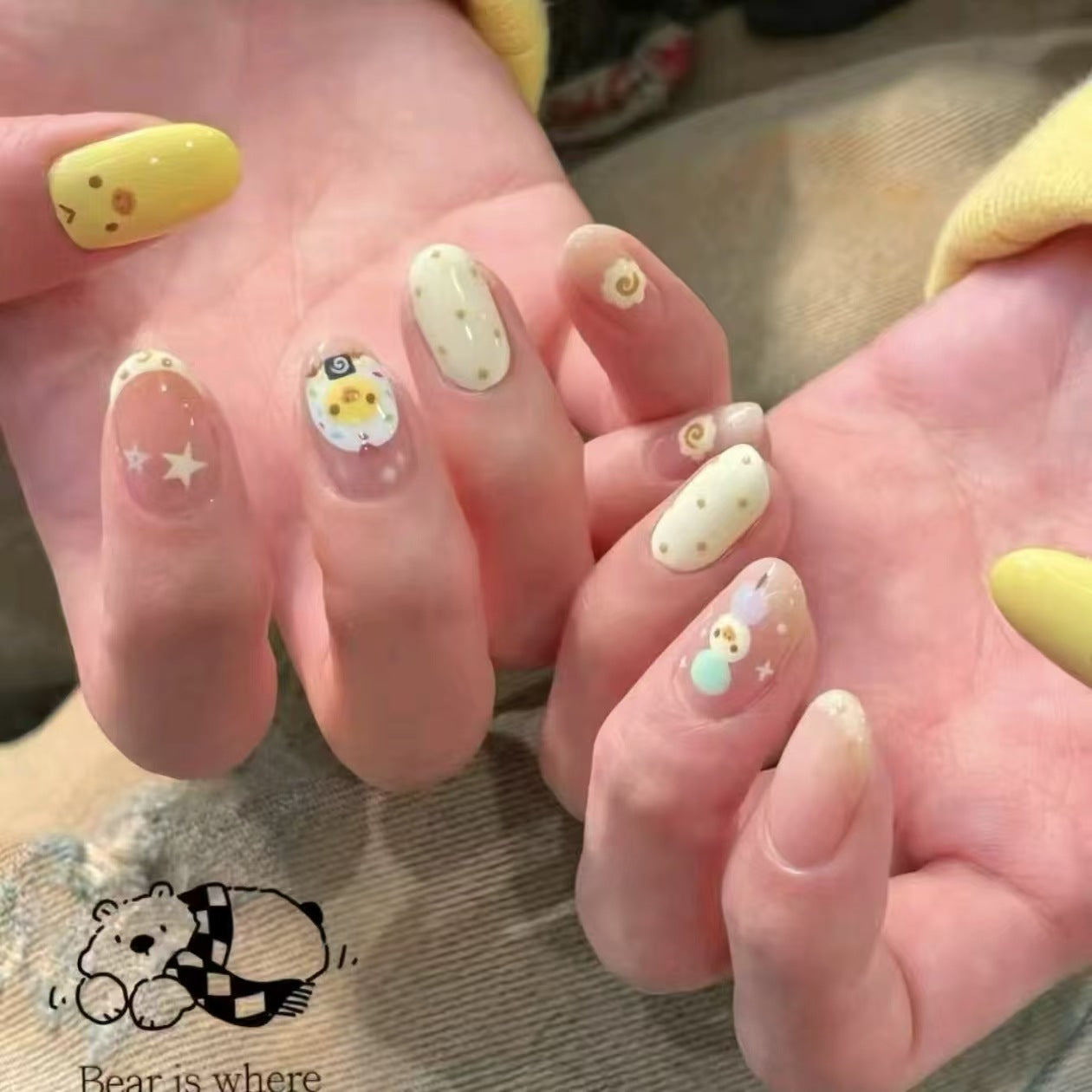 Kreative Cartoon Press-On Nagelkunst Brehn