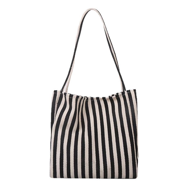 Lässige gestreifte Canvas-Shopper-Tasche