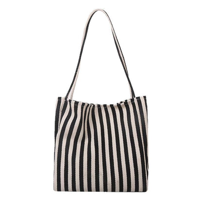 Lässige gestreifte Canvas-Shopper-Tasche