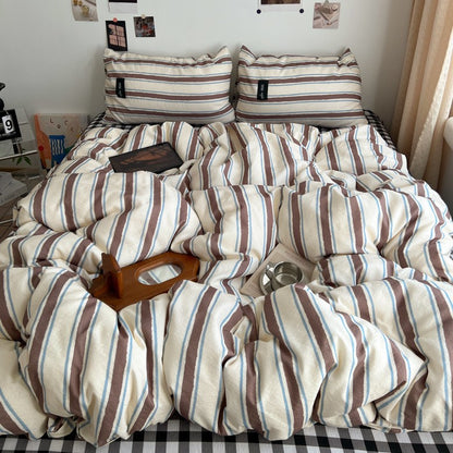 Premium Plaid Baumwoll Bettwäsche Set