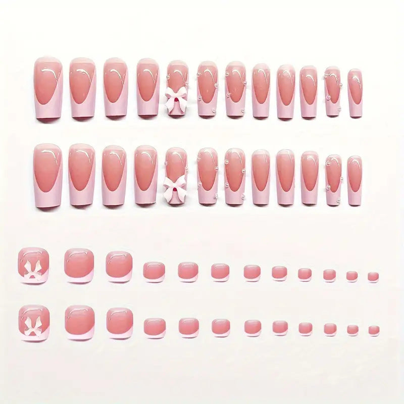 Dekorative Schleifen-verzierte Press-On Nagelkunst Brehn
