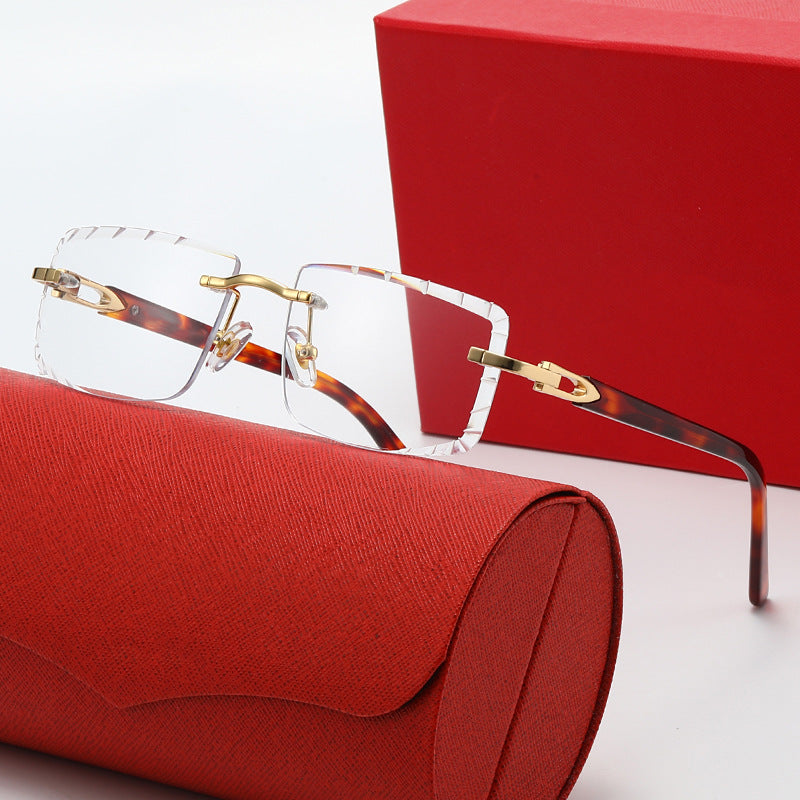 Damen modische quadratische Sonnenbrille mit goldenem Metallakzent und edlem Rahmen Brehn