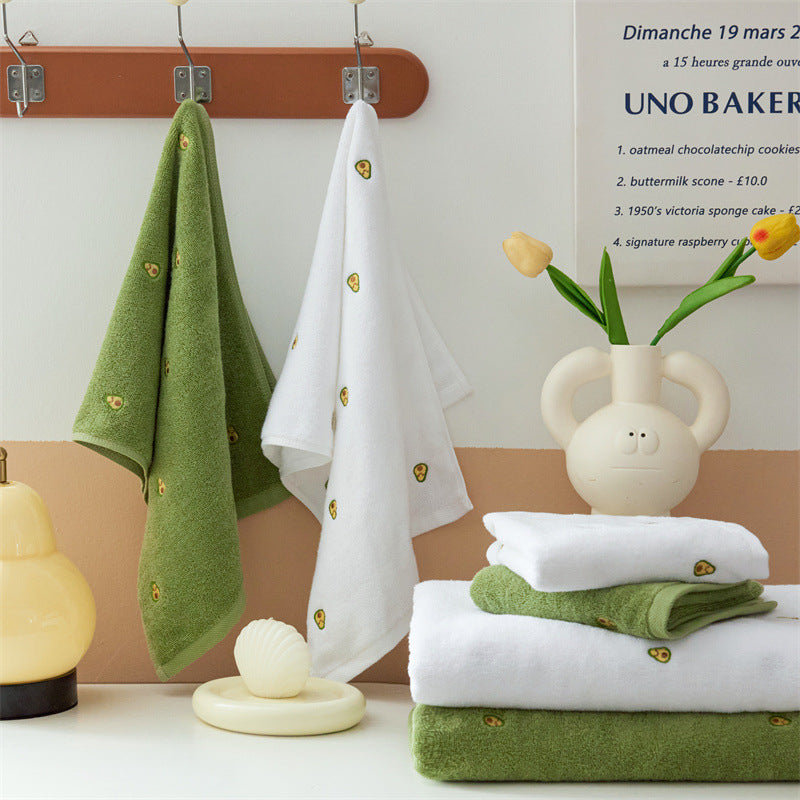 Hochsaugfähiges Hand- und Duschtuch-Set mit Avocado-Stickerei
