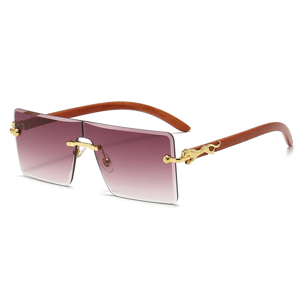 Damen oversized modische Sonnenbrille mit luxuriösen Holz- und Metallelementen Brehn