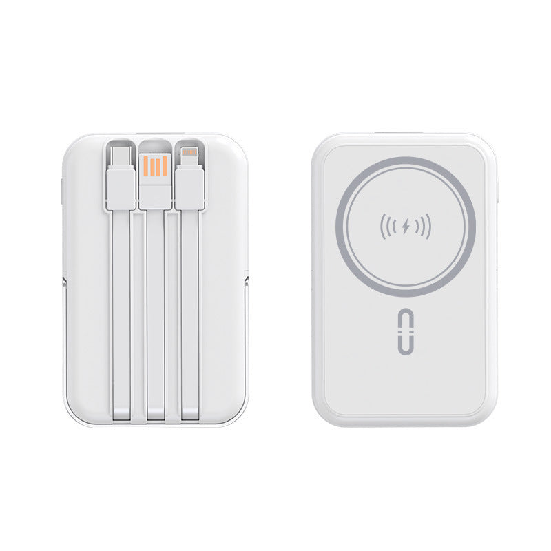 Tragbare Powerbank mit integrierter Kabelfunktion und drahtlose Ladeoption Brehn