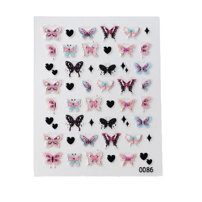 Bunte Schmetterling Nagelkunst Aufkleber